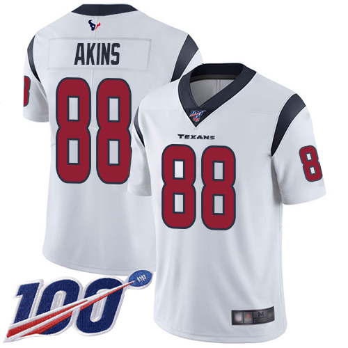 Houston Texans Limited White Men Jordan Akins Road Jersey NFL Football 88 100th Season Vapor Untouchable